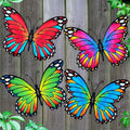 Oraytteo 4 Pack Metal Butterfly Wall Decor, Butterflies Wall Art Hanging Sculptures for Outdoor, Fence Patio Yard Tree Garden Home Decorations, Housewarming Gift