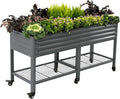 Rolling Elevated Raised Garden Bed-V Series, 2' x 6' Garden Beds with Legs & Storage Rack for Patio & Porch, 1000 Lbs Weight Capacity, Outdoor Planter Box for Vegetables Flower Herbs, Modern Gray