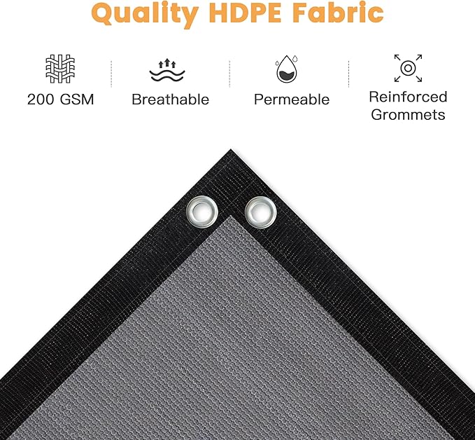 VICLLAX Shade Fabric Sun Shade Cloth with Every 2 FT Grommets for Patio Garden Pergola Cover Canopy 7x22 FT, Grey