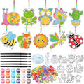 30 Sets Suncatchers Window Art Kits, DIY Sun Catchers Bulk Crafts Paint Your Own Window Ornaments for Boys Girls Classroom Home Party Birthday Activity Decor (Vibrant Style)