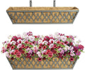 2 Pack 24 Inch Window Boxes Planters Railing Planter Box with Adjustable Brackets for Porch Fence Patio Balcony Hanging Flower Baskets with Coco Liners for Outdoor Garden Decor - Grey