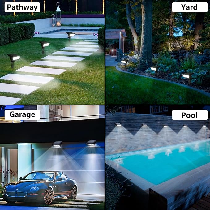 Toodour Solar Spot Lights Outdoor, 6 Pack Christmas Lights With 2 Modes, Waterproof Solar Powered Flood Landscape Lighting for Yard Garden Pathway Walkway Xmas Decor - Cool White
