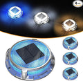 Quntis Solar Deck Lights for Outside, 3 Color Modes Deck Light Outdoor IP68 Waterproof, Solar Driveway Lights for Stair Pathway Walkway Road (Blue/Cool White/Warm White) 4 Pack