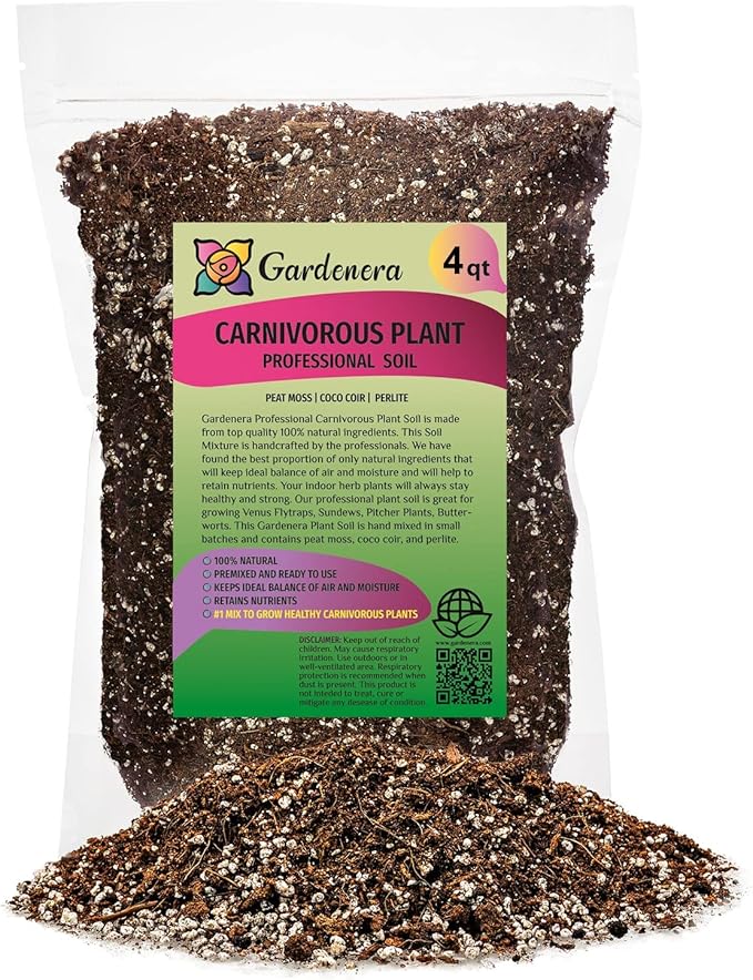 Professional Carnivorous Plant Soil - Ready to Use for Venus Flytraps, Sundews, Pitcher Plants, Butterworts | Peat Moss, Coco Coir, Perlite - 4 Quart Bag