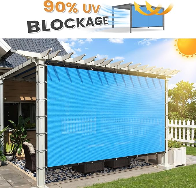 VICLLAX Shade Fabric Sun Shade Cloth with Every 2 FT Grommets for Patio Garden Pergola Cover Canopy 5x10 FT, Mixed Turquoise