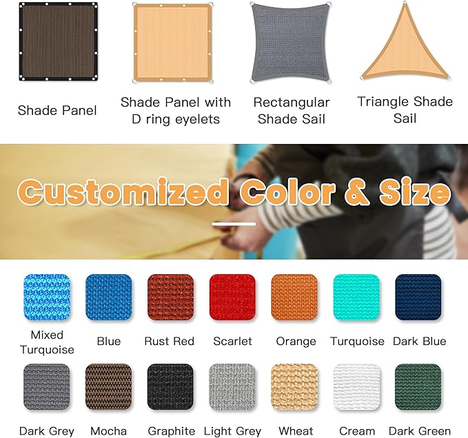 VICLLAX Shade Fabric Sun Shade Cloth with Every 2 FT Grommets for Patio Garden Pergola Cover Canopy 20x22 FT, Rust Red