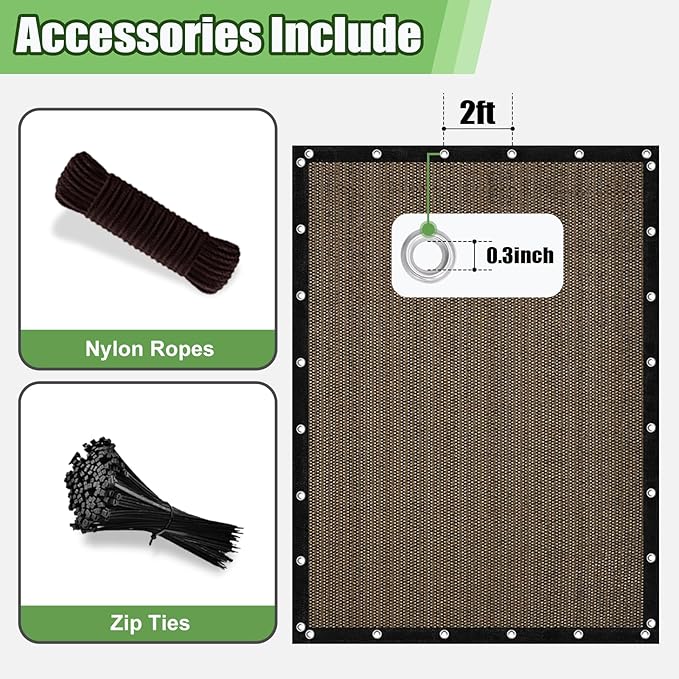 Outdoor 90% Sun Shade Cloth with Grommets, 14 X 14 FT Pergola Shade Cover for Garden Patio Carport Kennel Swimming Pool, Mocha (We Make Custom Size)
