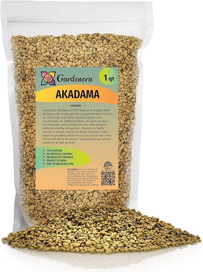 Pure Hard Akadama for Bonsai/Succulent Soil - (3mm-6mm) Small Grain for Cactus, Bonsai Plants Soil Amendment, Prevent Over Water, Provides Optimal Water Retention, Fast Drainage (1 Quart)