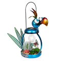 Alpine Corporation LYT290SLR-HH Solar-Powered Metal Flamingo with Garden Enclosed LED Light, Solar Patio Decor, 16''H, Blue