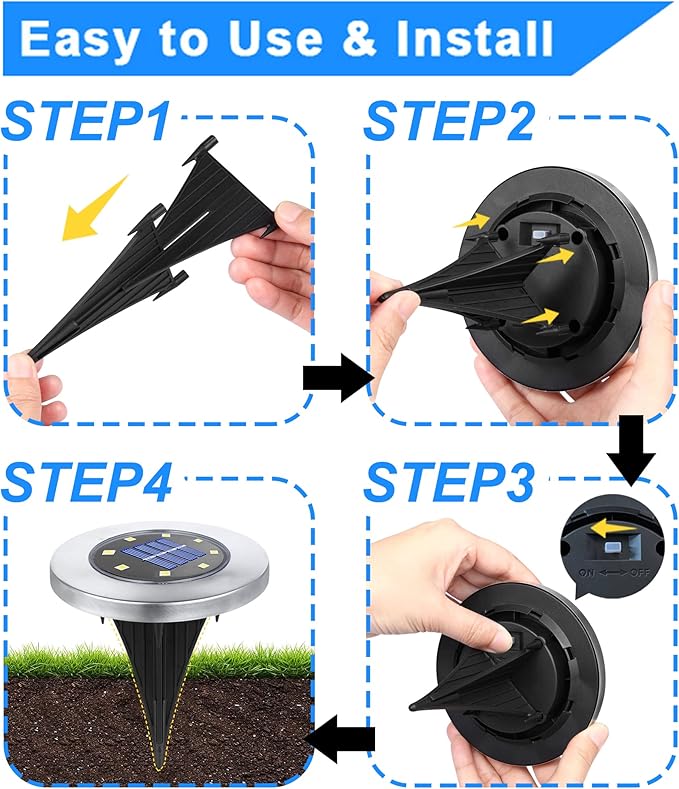 Solar Ground Lights - Upgraded Outdoor Garden Waterproof Bright In-Ground Lights for Pathway, Yard, Deck, Lawn, Patio, Walkway (16 Pack Blue Color)