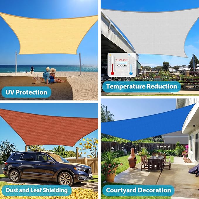 Amagenix Sun Shade Sail 16'X24' Curved Edge Outdoor Shade Canopy Dark Green Breathable 95% UV Block Shade Cloth for Patio Garden Backyard (We Make Custom Size)
