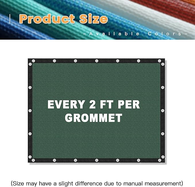VICLLAX Shade Fabric Sun Shade Cloth with Every 2 FT Grommets for Patio Garden Pergola Cover Canopy 6x10 FT, Dark Green