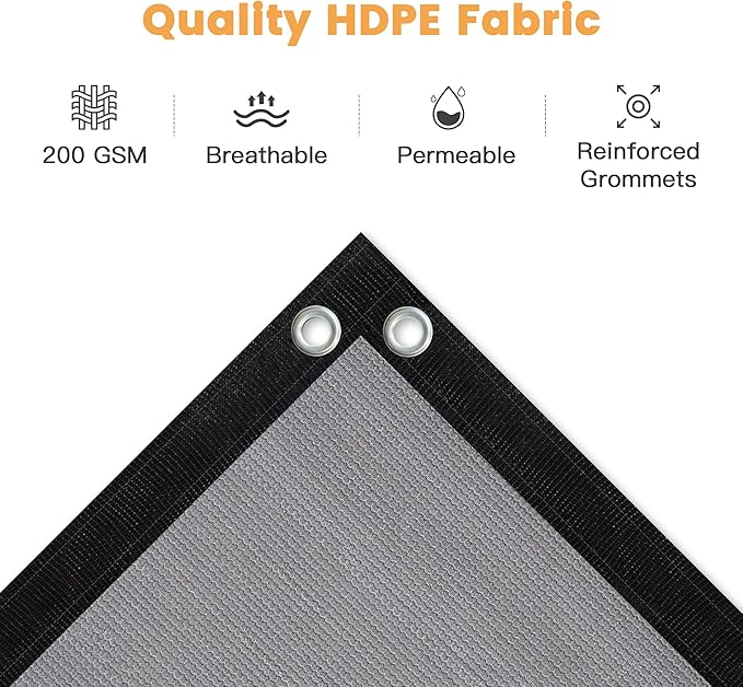 VICLLAX Shade Fabric Sun Shade Cloth with Every 2 FT Grommets for Patio Garden Pergola Cover Canopy 20x23 FT, Light Grey