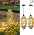 Outdoor Solar Lanterns Waterproof Fairy Moon Garden Gifts for Women Mom12.4‘’ Metal Garden Lanterns Hanging Light for Patio Backyard Decorations, Mothers Day Birthday Gifts (Gold White,2Pack)