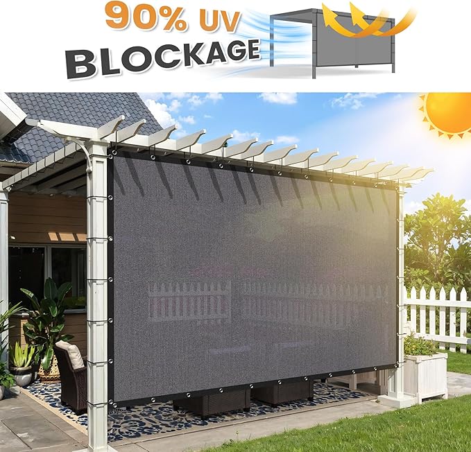 VICLLAX Shade Fabric Sun Shade Cloth with Every 2 FT Grommets for Patio Garden Pergola Cover Canopy 5x16 FT, Grey