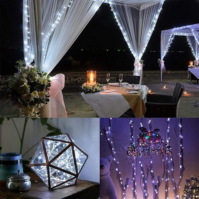 2 Pack 33ft 100 LED Solar Fairy String Lights(Warm White+Cool White+Multicolor)