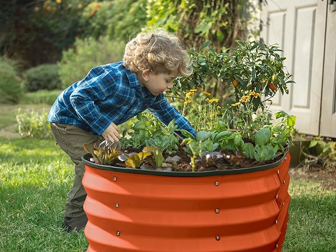 Galvanized Raised Garden Beds Outdoor // 4×2×1 ft (2-Pack) Planter Raised Beds for Gardening, Vegetables, Flowers (Orange) // Large Metal Garden Box