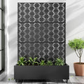Casaphoria Metal Raised Garden Bed with Trellis and Wheels, 72"x47"x16" Planter Box for Climbing Plants, Vegetables & Vines, Features Drainage Holes and Privacy Screen (Black-Brick)