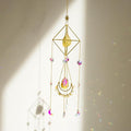 Citrine Crystal Suncatchers Boho Decor, Light Catcher Hanging, Unique for Moms, Glass Rainbow Maker, Crystal Window Hanging, Natural Gemstone (Citrine)