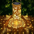 Toodour Solar Lantern Outdoor, Butterfly Gifts for Mom Grandma Women Hanging Solar Outdoor Lights Waterproof, Hollow Out Retro Metal Butterfly Lights for Patio, Balcony, Walkway, Yard Decorations