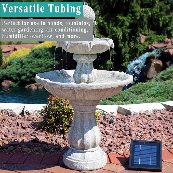 Black Vinyl Tubing 1/2” ID × 5/8” OD - 10 Feet PVC Flexible Plastic Tube Hybrid Hose, Transfer Water Air Oil for Pond Fountain Garden, Non-toxic and BPA free