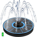 Solar Water Fountain with 2000 mAh Battery Backup Works in Cloudy, 3.5 W Glass Small Solar Fountain Pump with 7 Nozzles, Bird Bath Fountains Solar Power for Bird Bath, Hummingbird,Pond, Garden