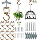 Ceiling Hooks for Hanging Plants (6 PCS Gold),Heavy Duty Metal Plant Hooks, Screw in Hooks for Hanging Birdfeeders, Lamps, Planters, Outdoor Decorative Hooks up to 33 lbs