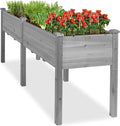 Best Choice Products 72x23x30in Raised Garden Bed, Elevated Wood Planter Box Stand for Backyard, Patio, Balcony w/Divider Panel, 6 Legs, 300lb Capacity - Gray