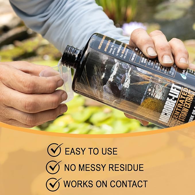 MICROBE-LIFT MLCBSE250 Concentrated Barley Straw Extract Conditioner for Ponds and Outdoor Water Garden, Safe for Live Koi Fish, Plants, and Decorations, 8 Ounces
