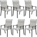 UDPATIO Patio Dining Chairs Set of 6, High Back Wide Seat Outdoor Furniture Chairs with All Weather Breathable Textilene, for Lawn Garden Backyard Deck, Grey White