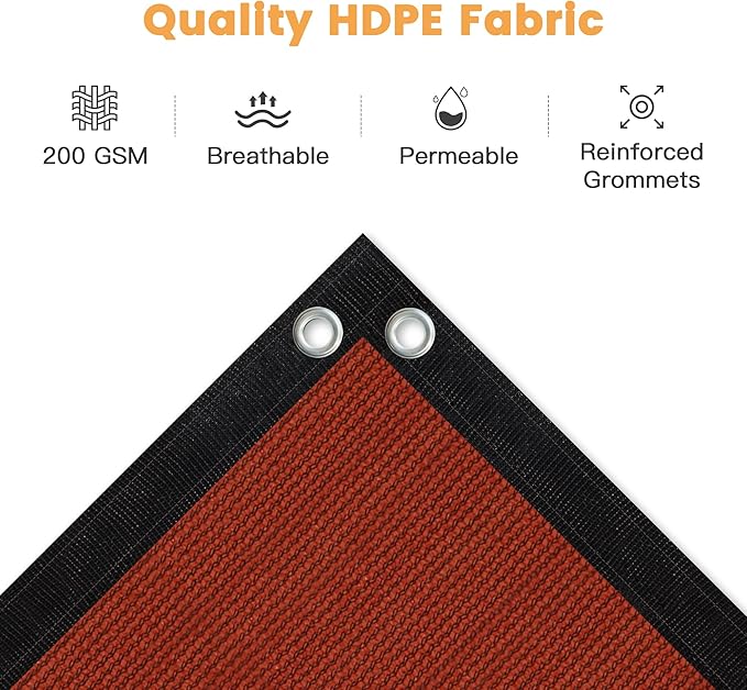 VICLLAX Shade Fabric Sun Shade Cloth with Every 2 FT Grommets for Patio Garden Pergola Cover Canopy 8x24 FT, Rust Red