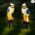 2 Pack Blue Jay Solar Lights Blue Jay Outdoor Decor Bluebird Solar Light Bird Figurine Garden Stake for Pathway Garden Lawn Yard Cemetery Decoration