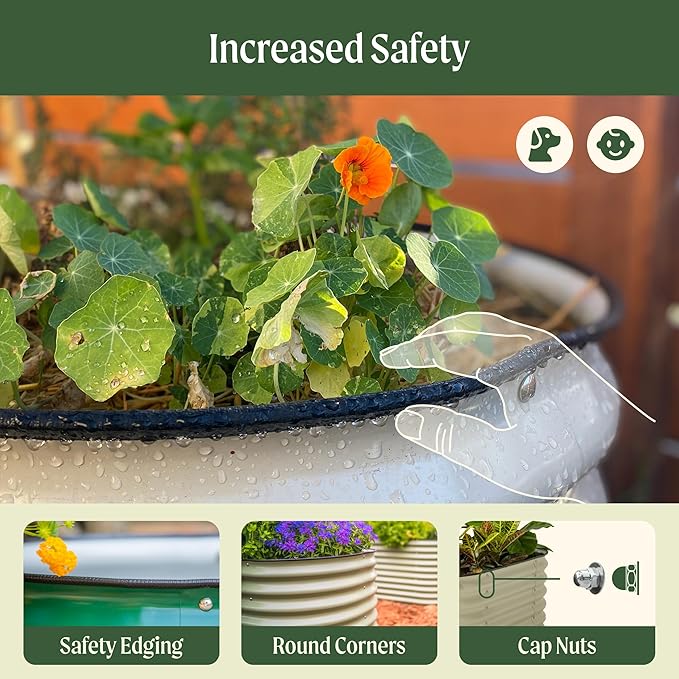Vego garden 32" Extra Tall Raised Garden Bed Kits, 10 in 1 Modular Raised Planter Box for Vegetables Flowers Fruits Oval Metal Raised Garden Bed- British Green