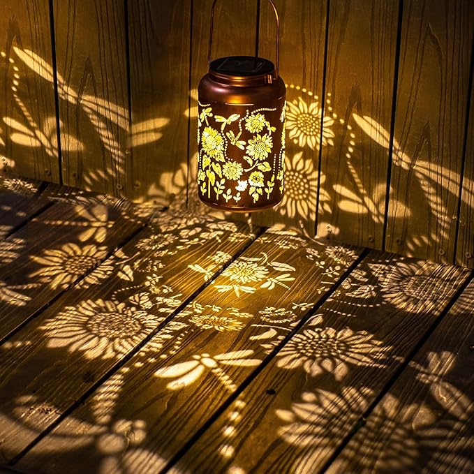 2pack Solar Lanterns Lights Outdoor Hanging Lantern Waterproof Metal LED Dragonfly Christmas Decor Gifts for Women Mom Grandma Solar Light for Garden,Yard,Patio, Lawn,Pathway,Landscape