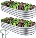 Raised Garden Bed, 2 Pcs 7×3×1ft Outdoor Galvanized Planter Boxes, Galvanized Garden Beds Outdoor with Metal Plant Stakes, Large Raised Garden Stock Tank, Garden Beds Outdoor for Vegetables