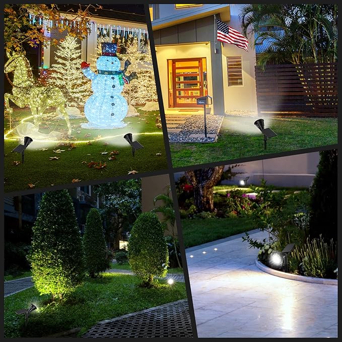 Solar Spot Lights Outdoor, 21 LEDs Solar Outdoor Lights Auto On/Off with 3 Modes, IP67 Waterproof Solar Yard Spotlight Landscape Lighting Garden Wall Lights, 2-in-1 Solar Powered Lights, 2Pack