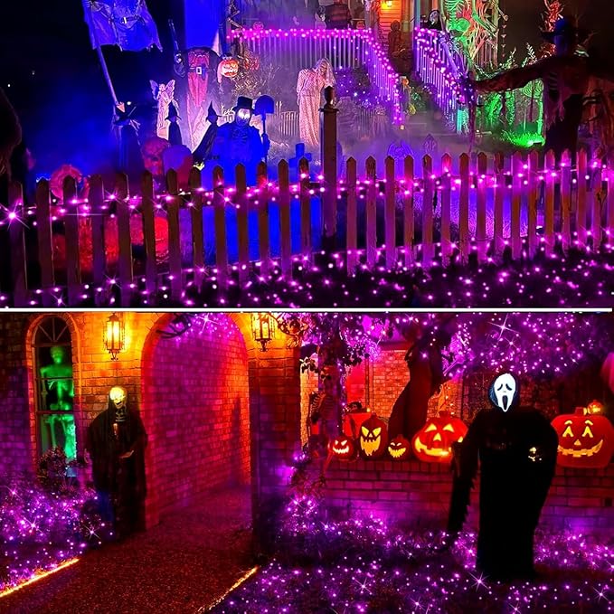 Solar Christmas Lights, 500LED 19 Modes Solar Powered Christmas Lights, Waterproof LED Solar Christmas Decorations for Fence Balcony Holiday Party 1 Pack