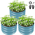 ZXZYHFTY Round Galvanized Raised Garden Bed kit, Blue Outdoor Garden Raised Planter Box, Round Large Metal Raised Garden Beds for Vegetable 2 * 2 * 1ft 3 Pcs