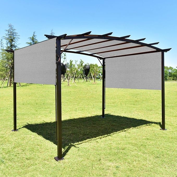 Eden's Decor Straight Flat-Edged Sun Shade Sail Rectangular 9' x 15' Grey UV-Blocking Outdoor Canopy Fabric Cloth Awning for Pergola Patio Garden Backyard Custom Size