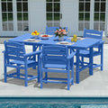 Patio Dining Set for 4 with Umbrella Hole - 66" Outdoor Table & 4 Chairs, All-Weather HDPE Outdoor Furniture for Lawn, Garden, Backyard, Poolside, Navy