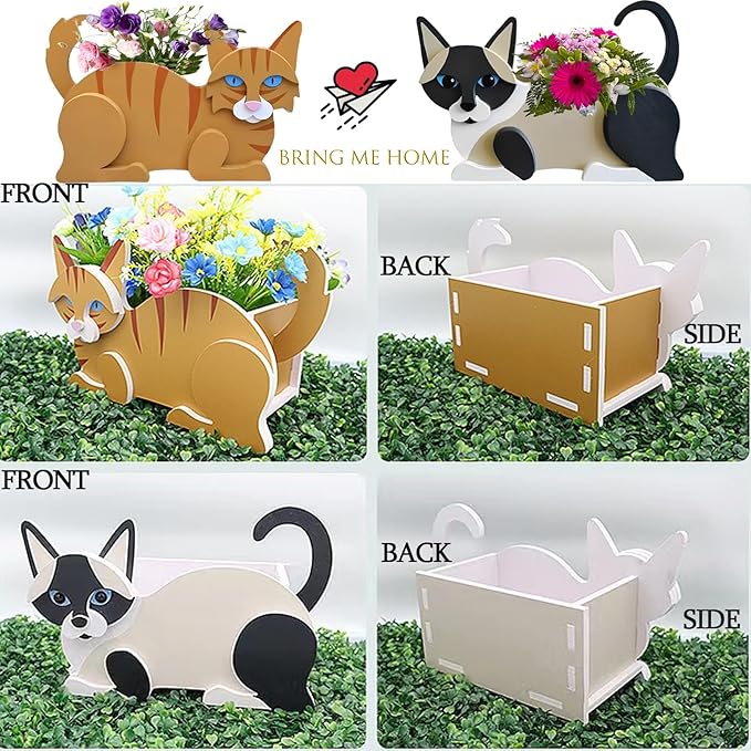 Sapphire White Cat Planter Plant Pots,Cute Garden Cat Flower Planter,Cat Planters Birthday Gifts for Women,Office,Indoor/Outdoor Decor（12.5 * 5.12 * 7.8in）