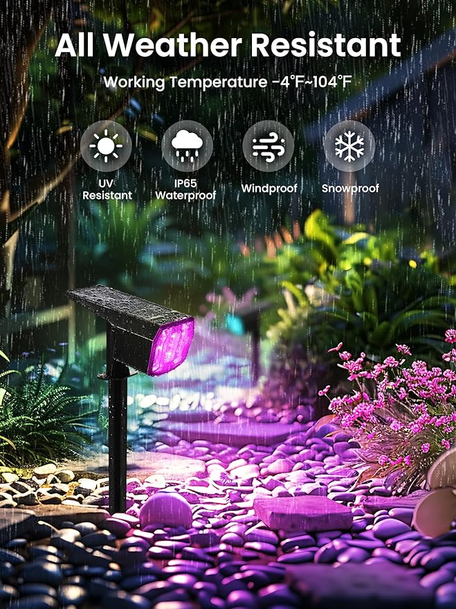 Solar Spot Lights Outdoor, 9 Lighting Modes RGB, Solar Lights Outdoor Waterproof IP65, 63 LED Landscape Spotlights for Holiday Decorations-10 Pack