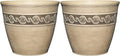Classic Home and Garden Indoor/Outdoor Round Corinthian Resin Flower Pot Planter, Concrete Grey, 10" (Pack of 2)