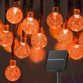 Solar Halloween String Lights Outdoor 60 LED 36 Feet Crystal Globe String Lights with 8 Lighting Modes, Waterproof Solar Powered Patio Lights for Garden Yard Porch Decor (Orange)
