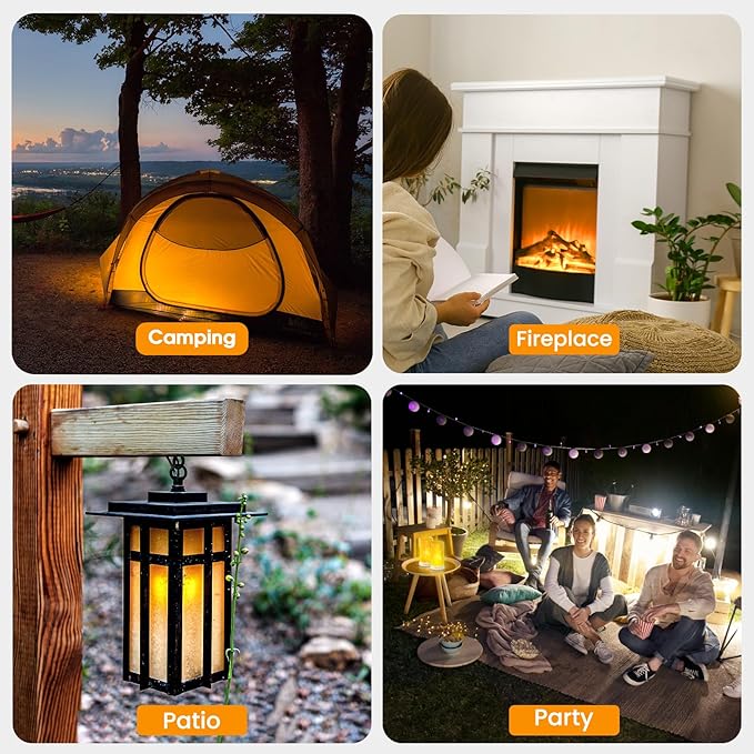 Hompavo 【Upgraded】 LED Flame Lights with Remote & Timer, 4-Mode Rechargeable Battery Operated Flameless Candles, Pillar Flickering Lantern for Living Room Bathroom Patio Wedding Halloween Home Decor