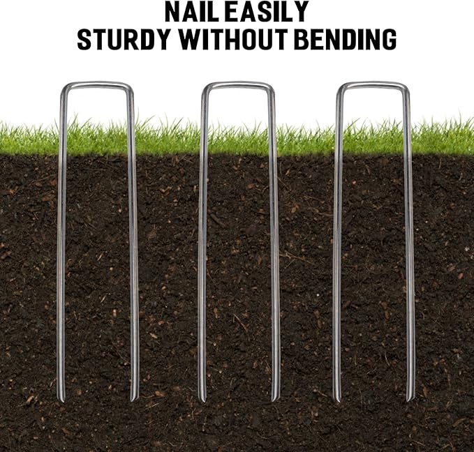 120 Pack Landscape Staples - 6 Inch Garden Stakes with Metal Yard Pins Lawn Ground Stakes Tent Stakes and Landscaping Stakes for Anchoring Sod Landscape Fabric and Irrigation Tubing