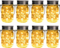 GIGALUMI Solar Mason Jar Lights, 8 Pack 30 Led String Fairy Lights Garden Lights Outdoor Waterproof Hanging Solar Lanterns for Outdoor, Garden, Patio, Lawn, Balcony Decoration