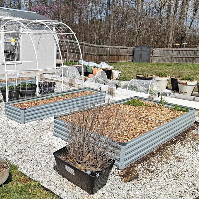 8x3x1.5ft Galvanized Raised Garden Bed,Outdoor Planter Box Metal Patio Kit Planting Bed for Vegetables Flowers Herb,Grey