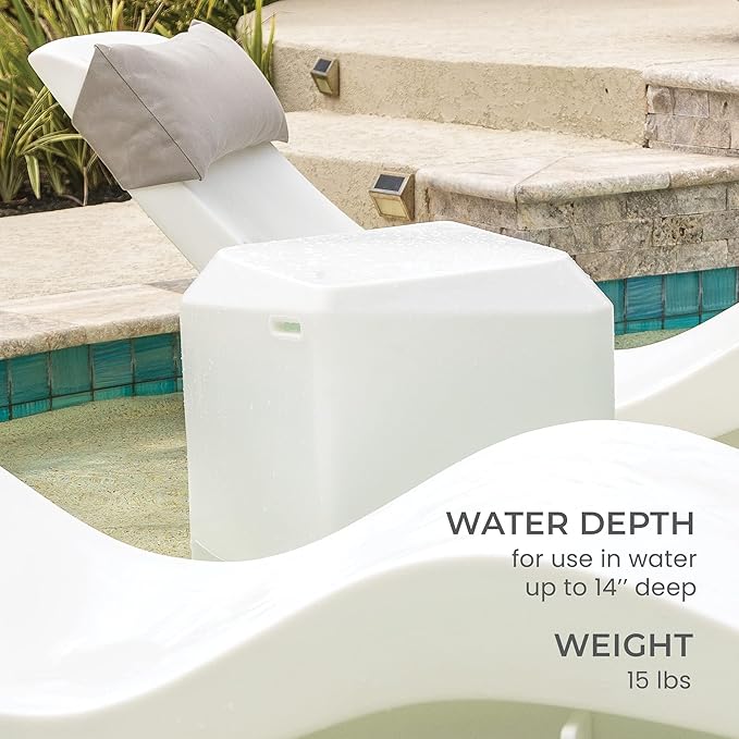 Aqua Outdoors in-Pool Side Table Large for 10-14 in. of Water (White Granite)