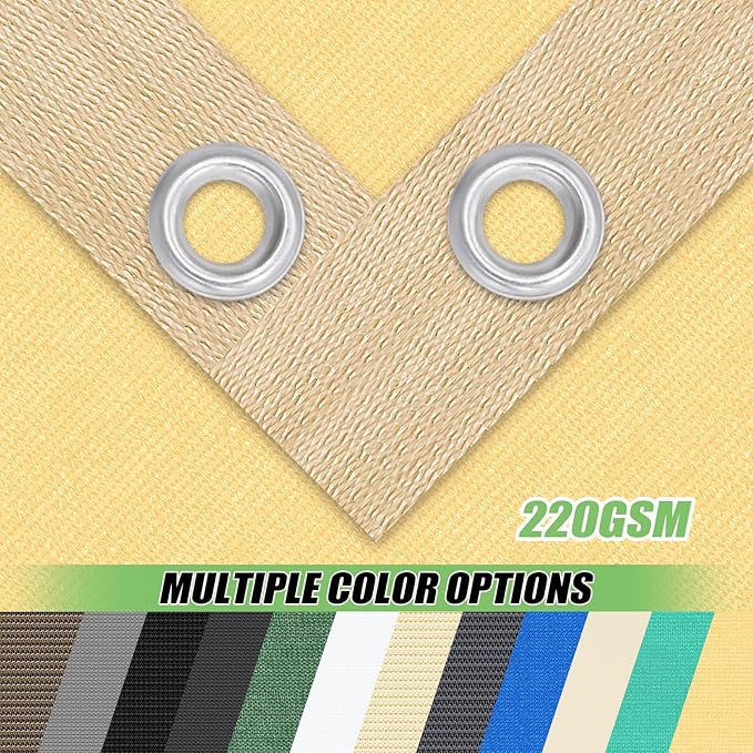 Outdoor 90% Sun Shade Cloth with Grommets, 11 X 15 FT Pergola Shade Cover for Garden Patio Carport Kennel Swimming Pool, Sand (We Make Custom Size)